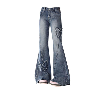 Pantalones Vaqueros Vintage con Bordado de Mariposas en Tela Pasta - Image 23