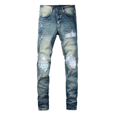 Jeans Rotos con Parches de Color Estilo Retro - Image 23