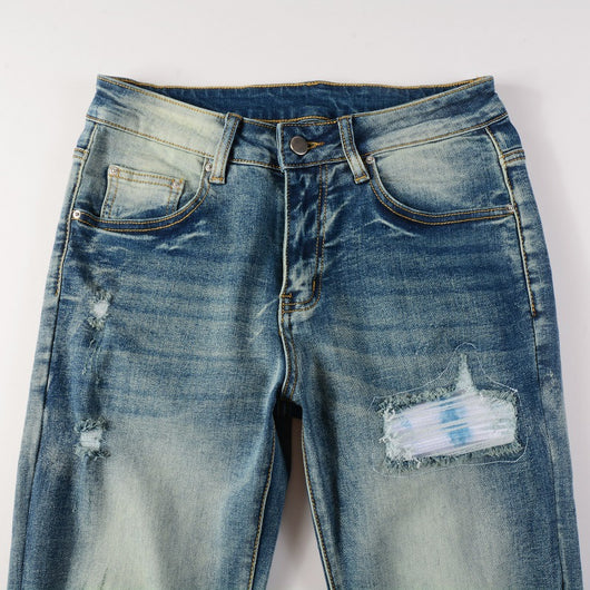Jeans Rotos con Parches de Color Estilo Retro - Image 37