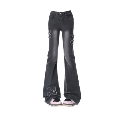 Pantalones Vaqueros Vintage con Bordado de Mariposas en Tela Pasta - Image 27