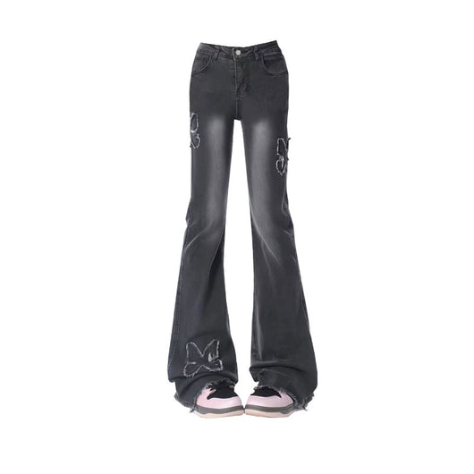Pantalones Vaqueros Vintage con Bordado de Mariposas en Tela Pasta - Image 27