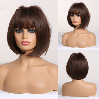 Peluca Corta Liso de Cabello Sintético Resistente al Calor - Image 9