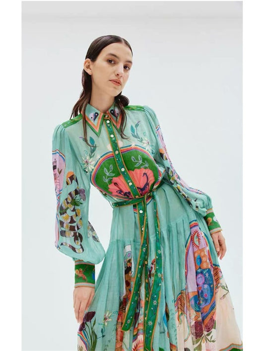 Vestido Largo Elegante Personalizado con Cuello Camisero - Image 15