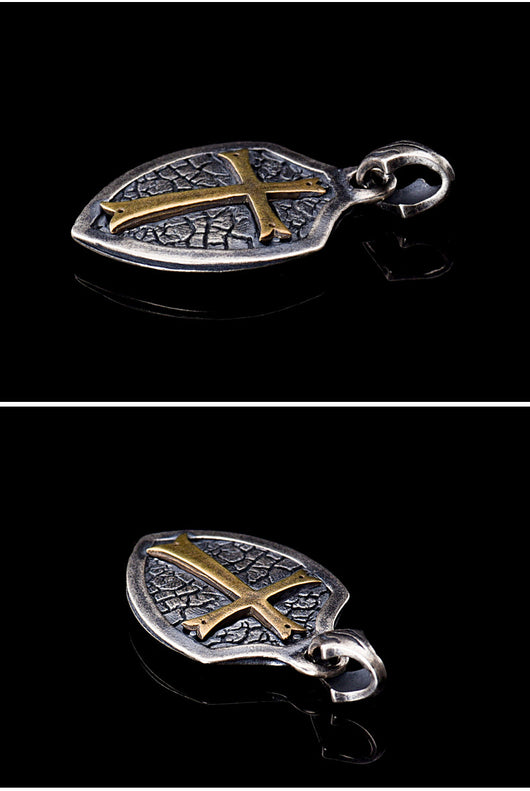 Collar Colgante Escudo Cruz Plata S925 - Estilo Gótico Minimalista - Image 16