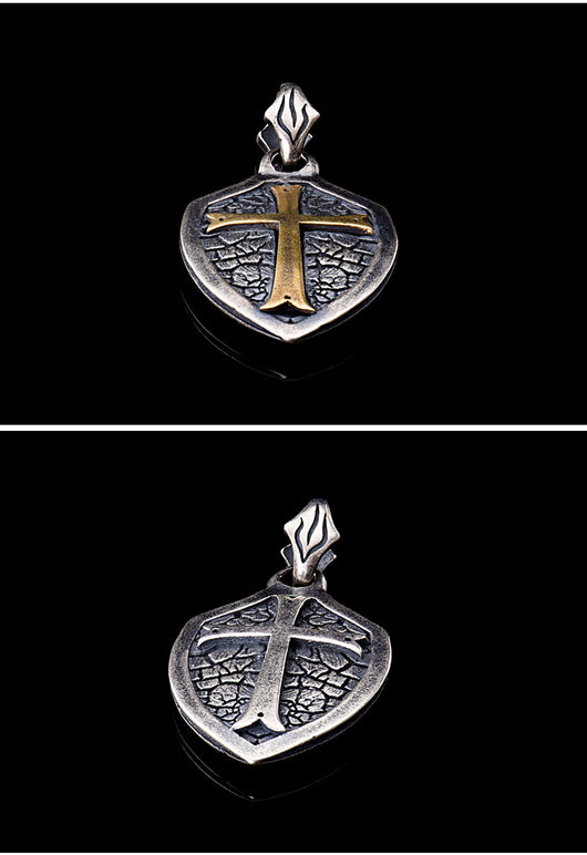 Collar Colgante Escudo Cruz Plata S925 - Estilo Gótico Minimalista - Image 17