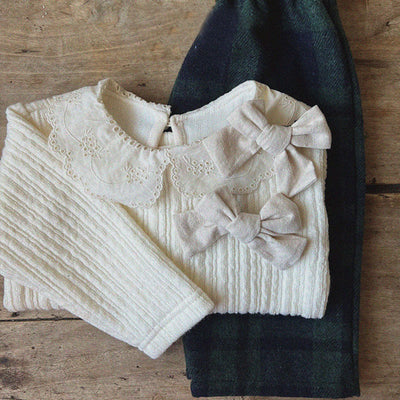 Blusa Infantil de Algodón Grueso con Cuello de Encaje - Image 21