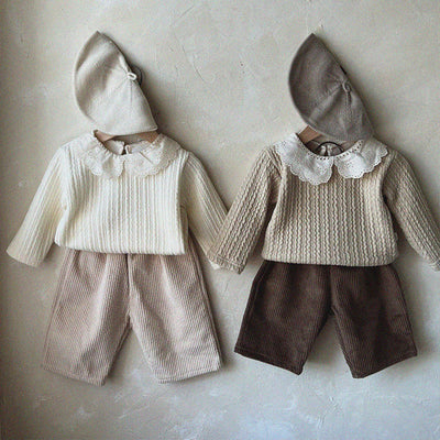 Blusa Infantil de Algodón Grueso con Cuello de Encaje - Image 25