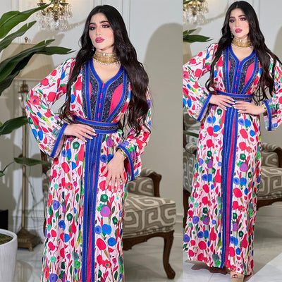 Conjunto Elegante de Túnica Árabe con Cinturón Decorativo - Image 18