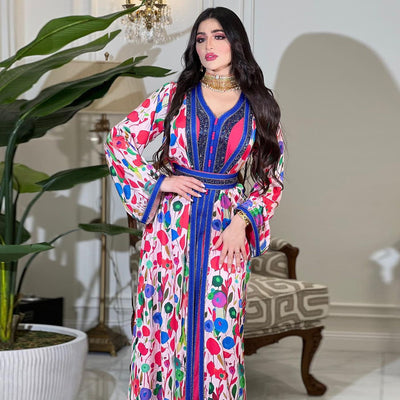 Conjunto Elegante de Túnica Árabe con Cinturón Decorativo - Image 20