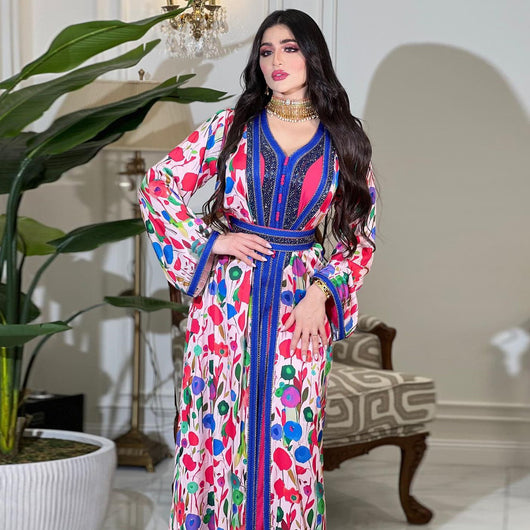 Conjunto Elegante de Túnica Árabe con Cinturón Decorativo - Image 20
