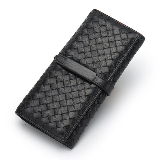 Billetera de Cuero Tejido Plegable Estilo Coreano - Image 10