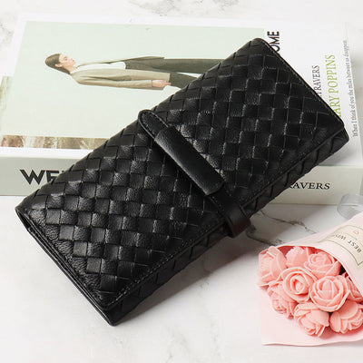 Billetera de Cuero Tejido Plegable Estilo Coreano - Image 12