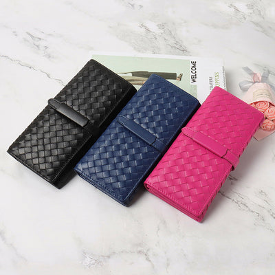 Billetera de Cuero Tejido Plegable Estilo Coreano - Image 13