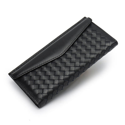 Billetera de Cuero Tejido Plegable Estilo Coreano - Image 21