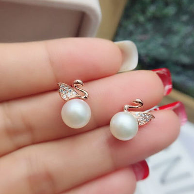 Aretes de Plata S925 con Perla de Agua Dulce Diseño Cisne - Image 12