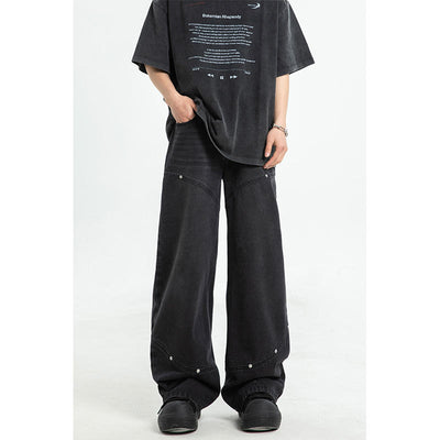 Pantalones Rectos Anchos para Hombre con Remaches Deconstructivos - Image 15