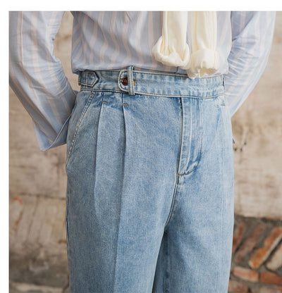 Jeans Clásicos de Cintura Alta para Hombre en Algodón Puro - Image 18