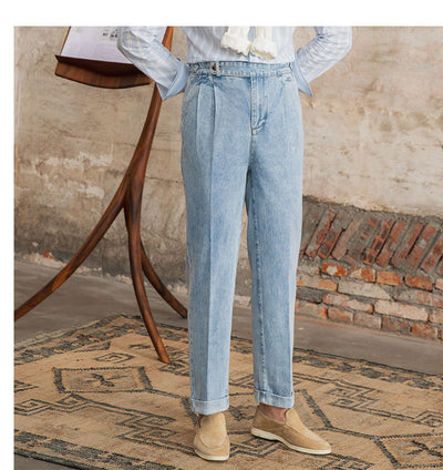 Jeans Clásicos de Cintura Alta para Hombre en Algodón Puro - Image 19