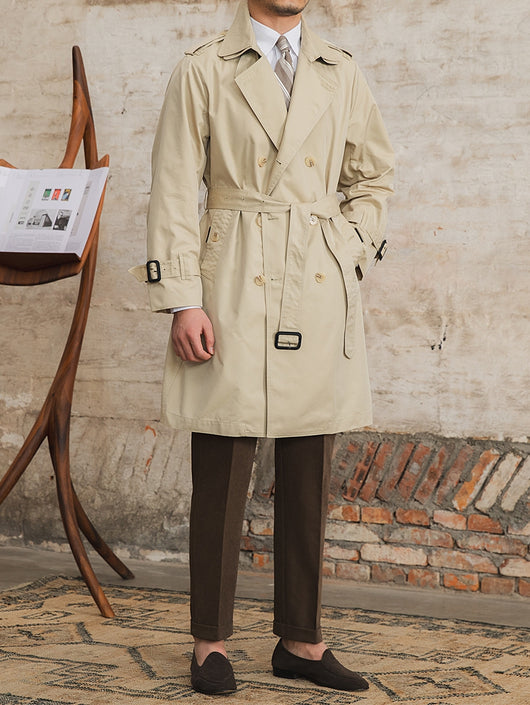 Abrigo Gabardina Impermeable Doble Cuello Hombre Largo Doble Botonadura - Image 23