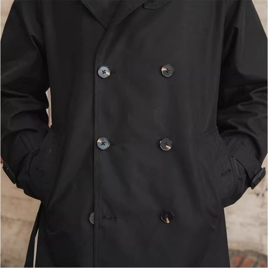 Abrigo Gabardina Impermeable Doble Cuello Hombre Largo Doble Botonadura - Image 27