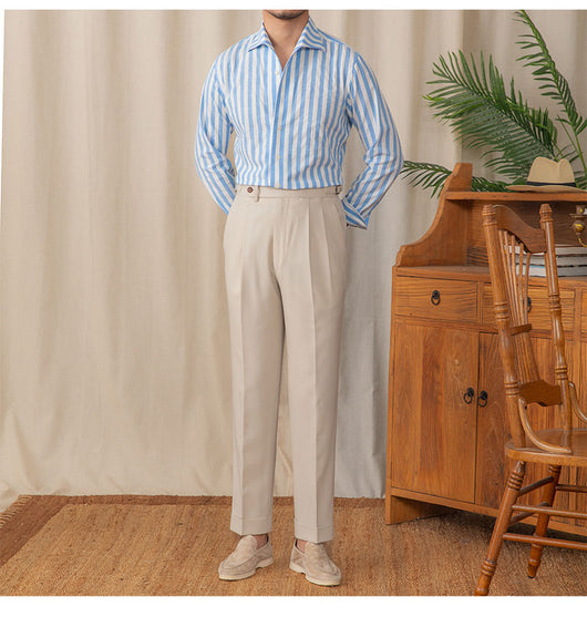 Camisa de Algodón a Rayas para Hombre - Estilo Ejecutivo Casual - Image 20