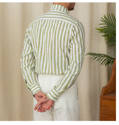 Camisa de Algodón a Rayas para Hombre - Estilo Ejecutivo Casual - Image 22