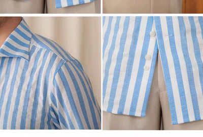 Camisa de Algodón a Rayas para Hombre - Estilo Ejecutivo Casual - Image 25