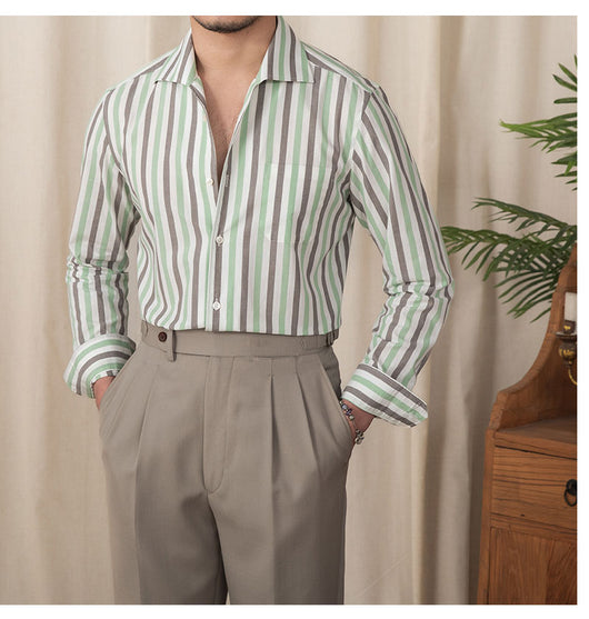 Camisa de Algodón a Rayas para Hombre - Estilo Business Casual - Image 22