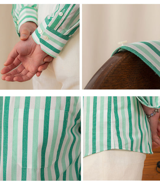 Camisa de Algodón a Rayas para Hombre - Estilo Business Casual - Image 23