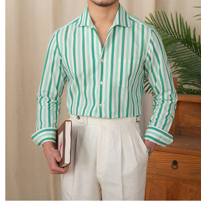 Camisa de Algodón a Rayas para Hombre - Estilo Business Casual - Image 26