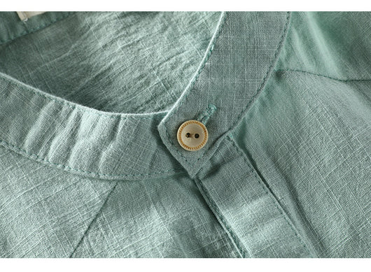 Camisa Suelta Estilo Chino de Algodón y Lino con Cuello Mao - Image 15