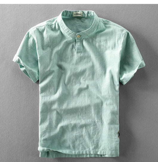 Camisa Suelta Estilo Chino de Algodón y Lino con Cuello Mao - Image 18
