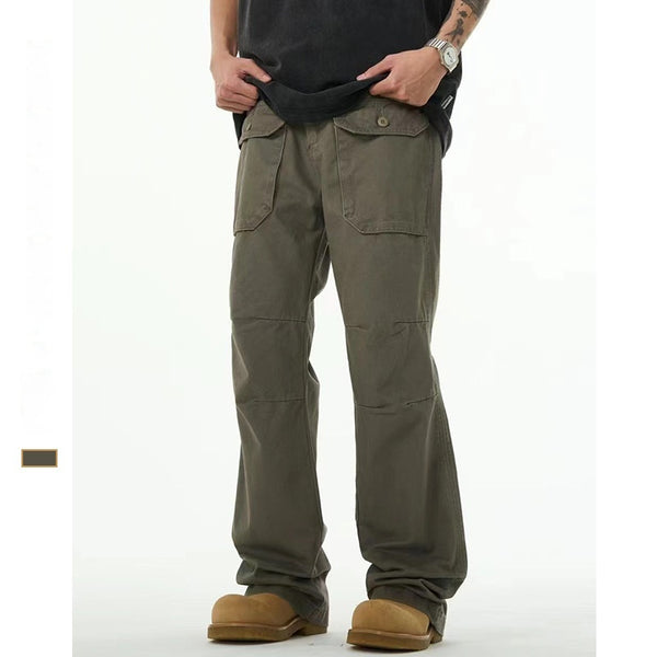 Pantalón Overol Holgado Gris Verdoso para Hombre - Estilo Casual Versátil