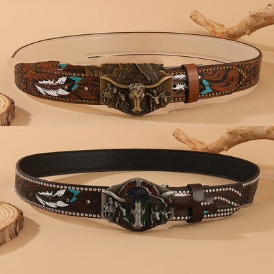 Cinturón Vaquero Punk Retro con Hebilla Bullhead - Image 11