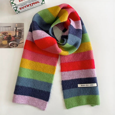 Bufanda Retro a Rayas de Colores Contrastantes - Image 19