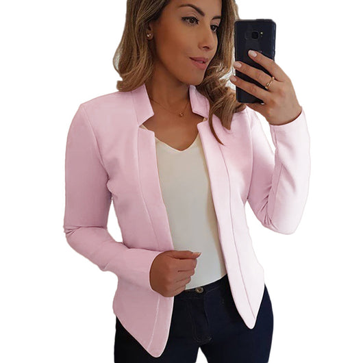 Cardigan Blazer de Manga Larga Color Sólido - Talla Pequeña - Image 17