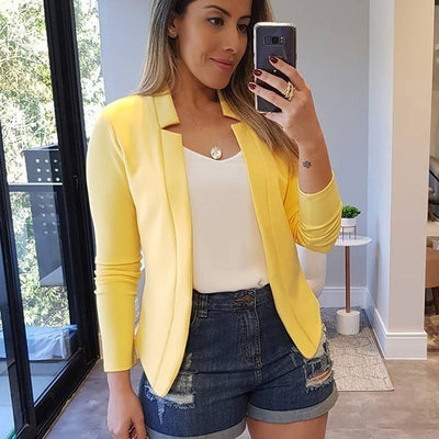 Cardigan Blazer de Manga Larga Color Sólido - Talla Pequeña - Image 21