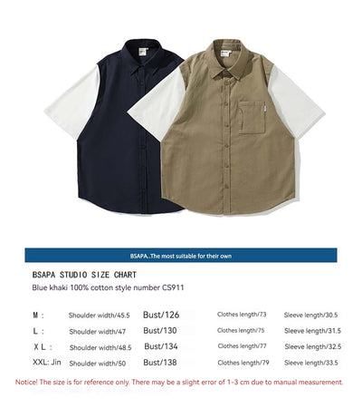 Camisa Suelta de Solapa con Combinación de Colores - Estilo Japonés Verano - Image 27