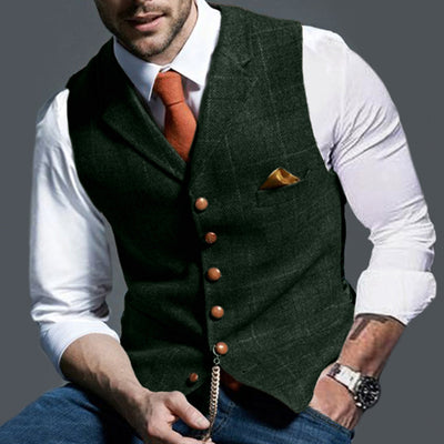 Chaleco Casual de Cuadros con Solapa Ajustado para Hombre - Image 12