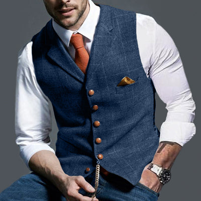 Chaleco Casual de Cuadros con Solapa Ajustado para Hombre - Image 13