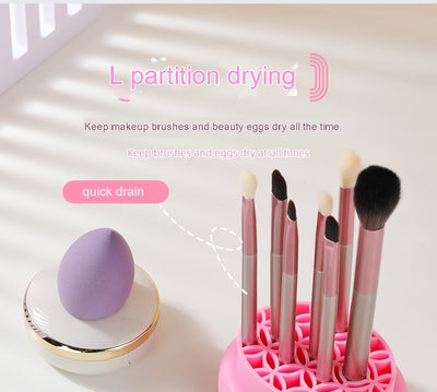 Organizador y Secador de Brochas de Maquillaje con Cuenca de Limpieza - Image 29
