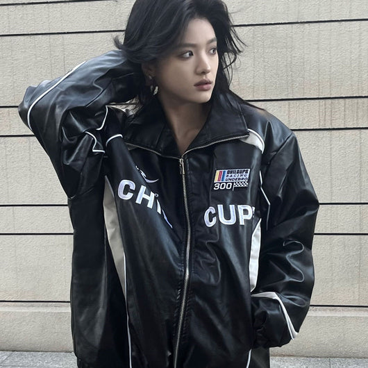 Chaqueta de Cuero PU Bordada para Motociclista - Diseño Holgado Americano - Image 18