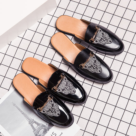 Pantuflas de Cuero Cerradas con Bordado - Zapatos Casuales de Moda para Hombre - Image 23