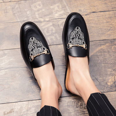 Pantuflas de Cuero Cerradas con Bordado - Zapatos Casuales de Moda para Hombre - Image 27