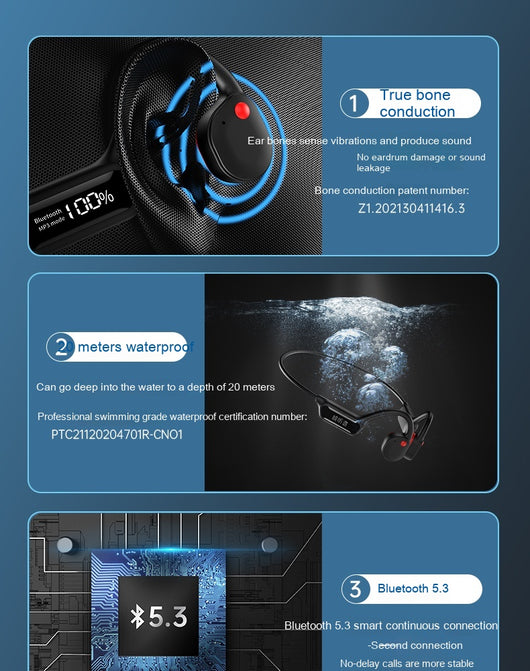 Auriculares Deportivos Inalámbricos con Conducción Ósea Resistentes al Agua - Image 6