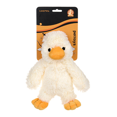 Cream plush duckling toy with an orange beak and feet, standing upright, measuring 35cm tall. - Image 9