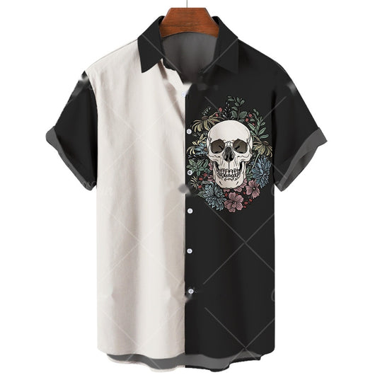 Camisa Polo de Manga Corta con Estampado 3D Calavera Digital - Image 17