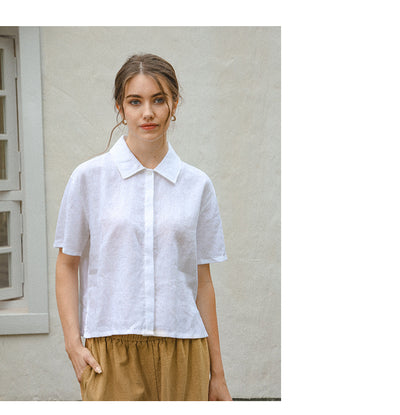 Camisa de Lino Puro con Textura Francesa para Mujer - Image 44