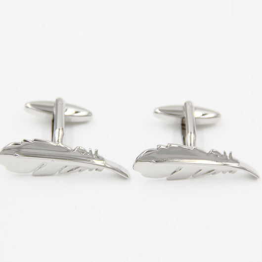 Gemelos de Plata Estilo Francés con Forma de Pluma para Hombre - Image 11