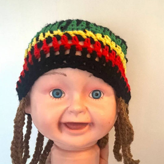 Gorro de Lana Tejido a Mano Jamaica Reggae Niños Rayas Arcoíris Festival - Image 19